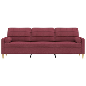 Weinrotes 3-Sitzer Sofa mit Kissen