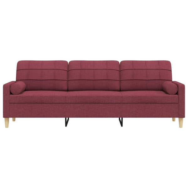 Weinrotes 3-Sitzer Sofa mit Kissen