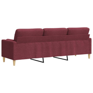 Weinrotes 3-Sitzer Sofa mit Kissen