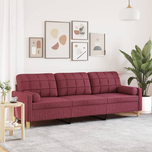 Weinrotes 3-Sitzer Sofa mit Kissen