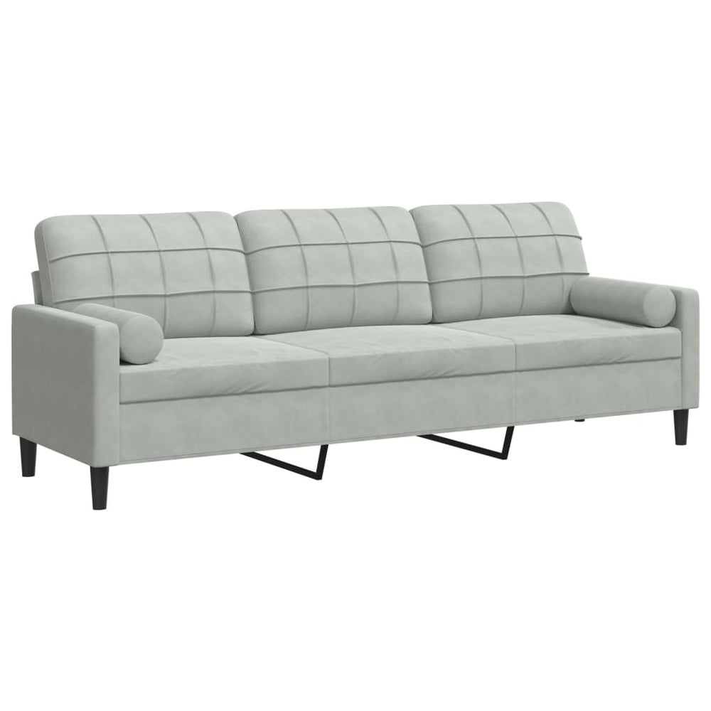 3-Sitzer Sofa Hellgrau Samt 210cm