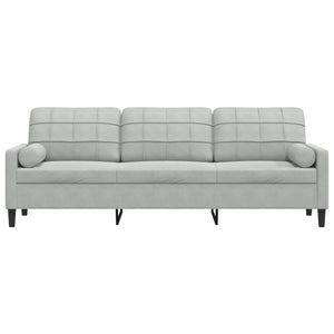 3-Sitzer Sofa Hellgrau Samt 210cm