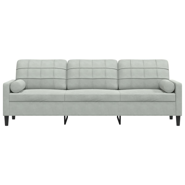 3-Sitzer Sofa Hellgrau Samt 210cm