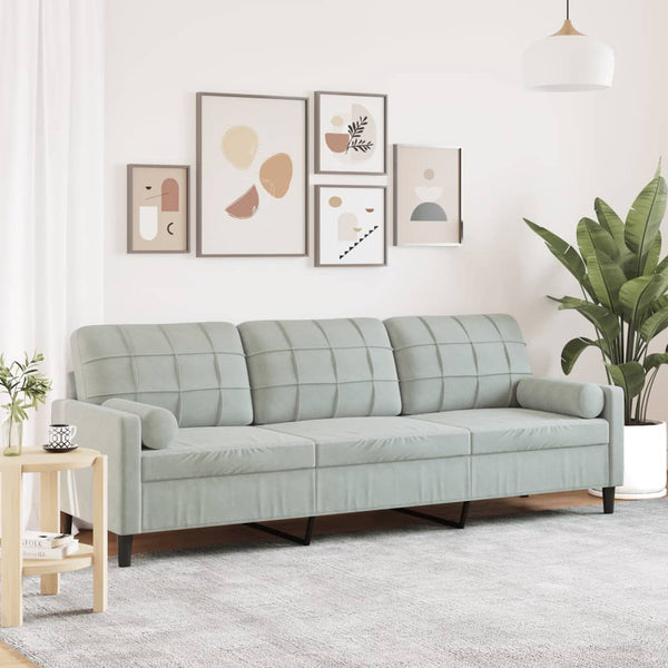 3-Sitzer Sofa Hellgrau Samt 210cm