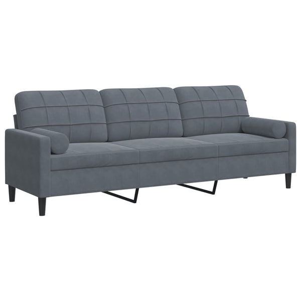 Sofa 3-Sitzer Dunkelgrau Samt 210 cm