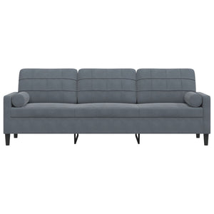 Sofa 3-Sitzer Dunkelgrau Samt 210 cm
