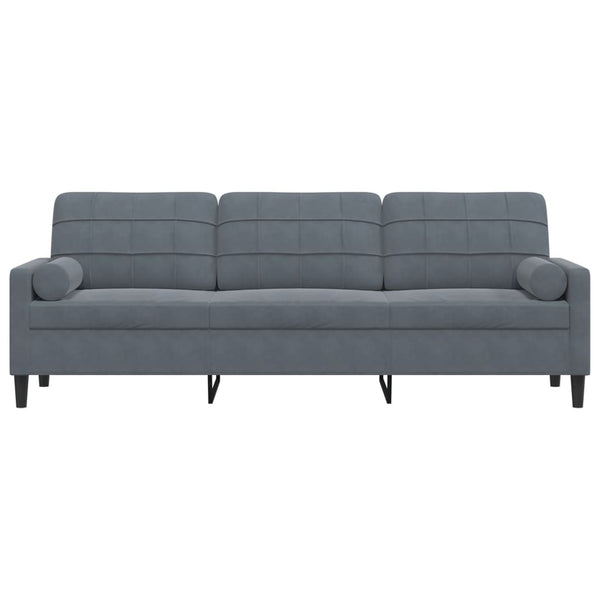 Sofa 3-Sitzer Dunkelgrau Samt 210 cm
