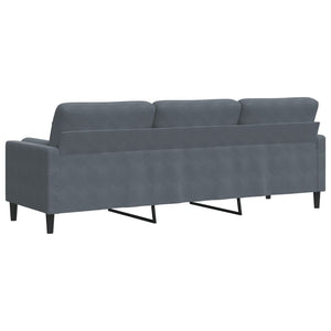 Sofa 3-Sitzer Dunkelgrau Samt 210 cm