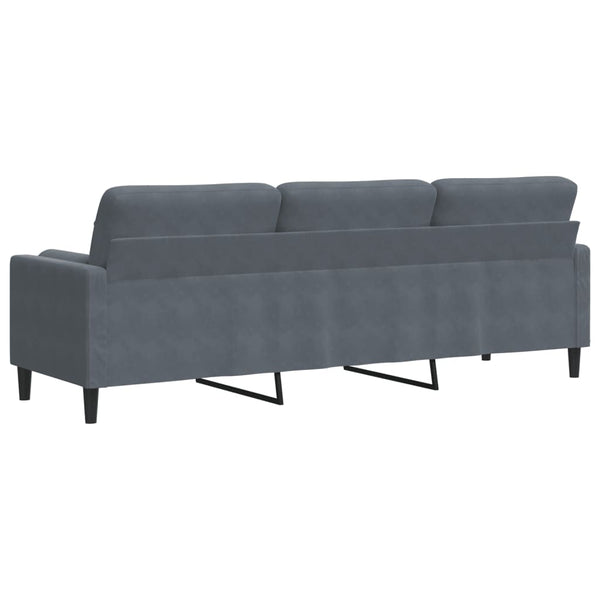 Sofa 3-Sitzer Dunkelgrau Samt 210 cm