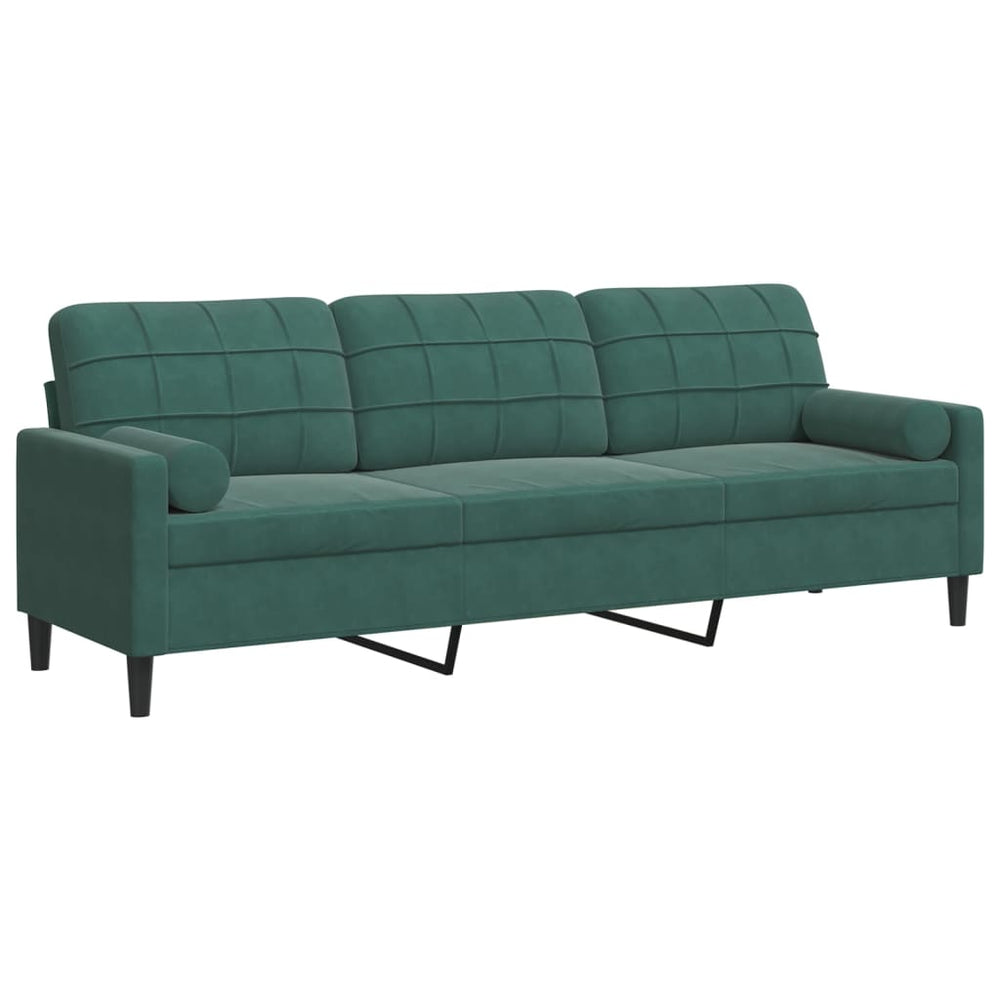 Dunkelgrünes 3-Sitzer Sofa Samt 210cm
