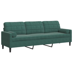 Dunkelgrünes 3-Sitzer Sofa Samt 210cm