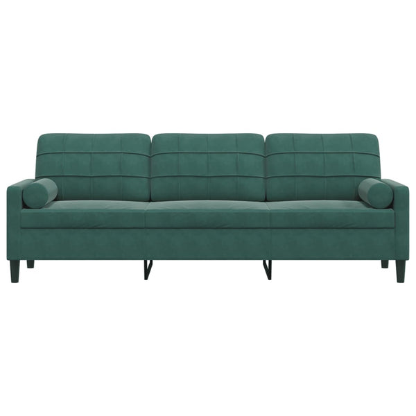 Dunkelgrünes 3-Sitzer Sofa Samt 210cm