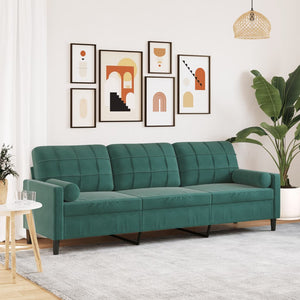 Dunkelgrünes 3-Sitzer Sofa Samt 210cm
