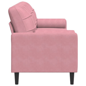 Rosa Samt Sofa 3-Sitzer mit Zierkissen 210 cm