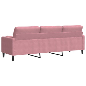 Rosa Samt Sofa 3-Sitzer mit Zierkissen 210 cm
