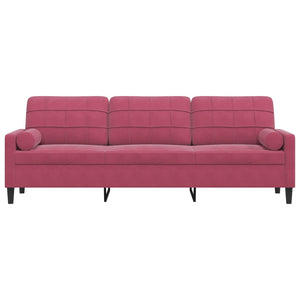 Weinrotes 3-Sitzer Sofa Samt 210 cm