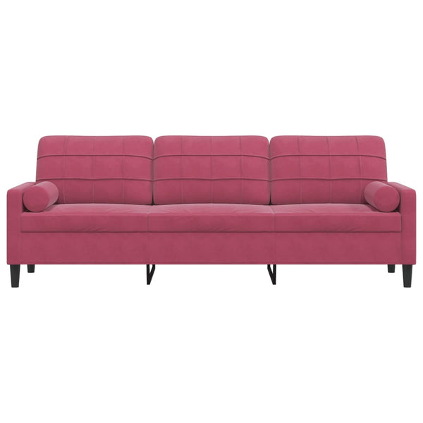 Weinrotes 3-Sitzer Sofa Samt 210 cm