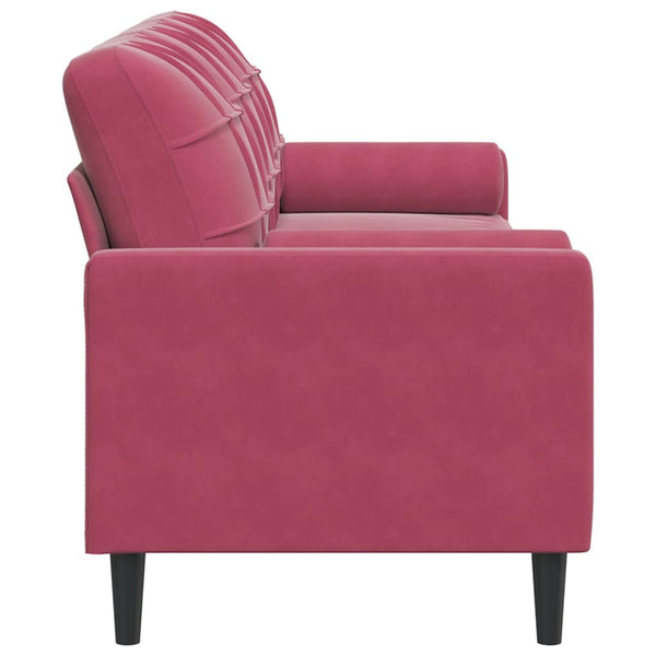 Weinrotes 3-Sitzer Sofa Samt 210 cm