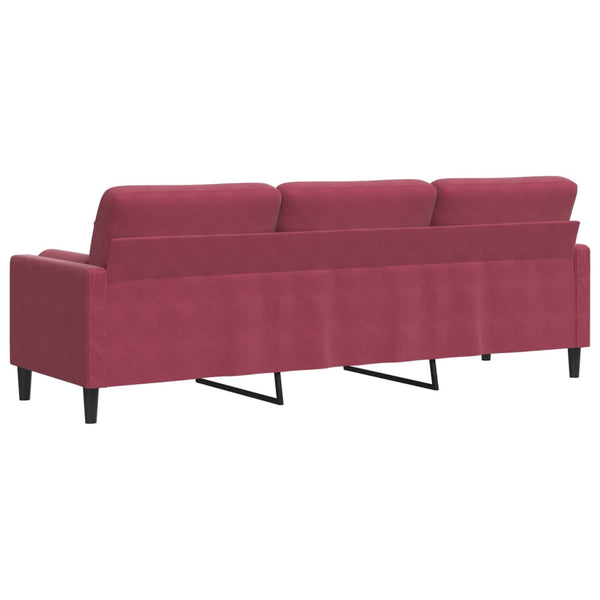 Weinrotes 3-Sitzer Sofa Samt 210 cm