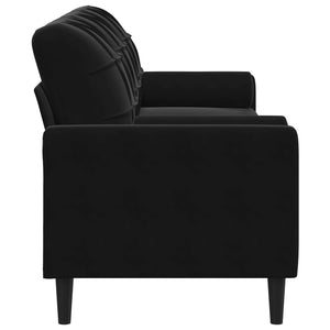 Schwarzes Samt Sofa 3-Sitzer mit Kissen 210cm