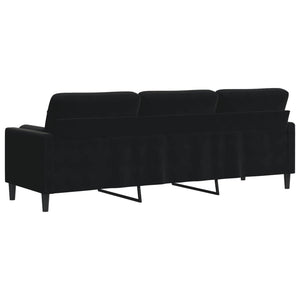 Schwarzes Samt Sofa 3-Sitzer mit Kissen 210cm