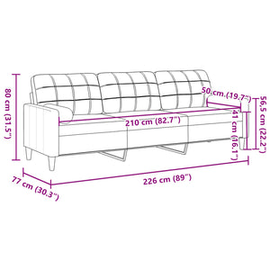 Schwarzes Samt Sofa 3-Sitzer mit Kissen 210cm