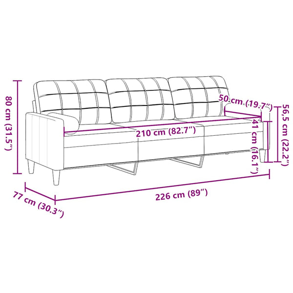 Gelbes Samt Sofa 3-Sitzer 210cm