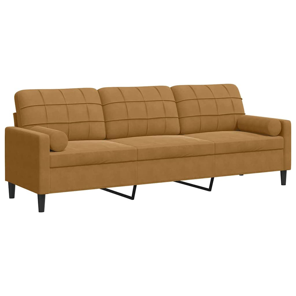 Braunes 3-Sitzer Samt Sofa 210cm