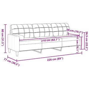 Braunes 3-Sitzer Samt Sofa 210cm