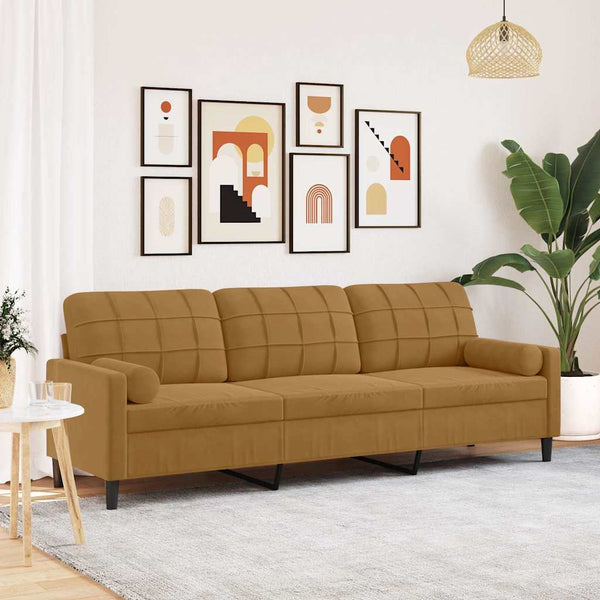 Braunes 3-Sitzer Samt Sofa 210cm