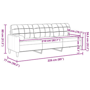 3-Sitzer Sofa Creme Samt 210 cm