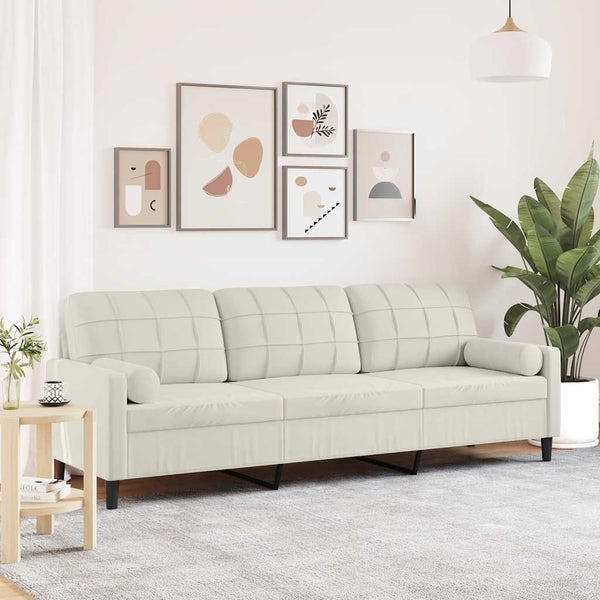 3-Sitzer Sofa Creme Samt 210 cm