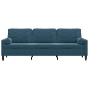 Blaues Samt Sofa 3-Sitzer 210cm mit Kissen