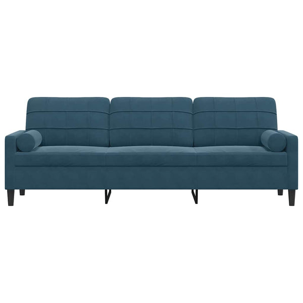 Blaues Samt Sofa 3-Sitzer 210cm mit Kissen