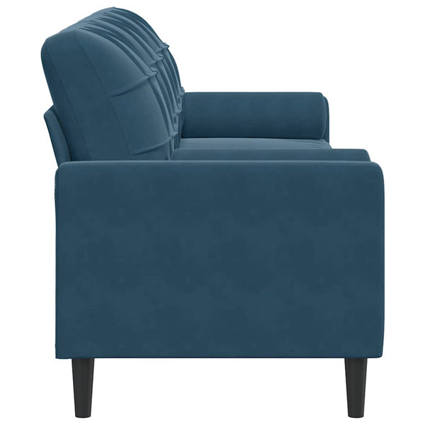 Blaues Samt Sofa 3-Sitzer 210cm mit Kissen