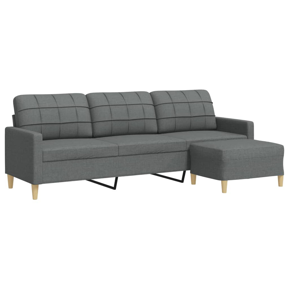 Dunkelgraues 3-Sitzer Sofa mit Hocker