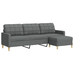 Dunkelgraues 3-Sitzer Sofa mit Hocker
