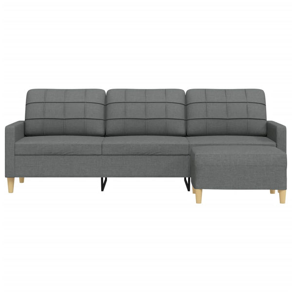 Dunkelgraues 3-Sitzer Sofa mit Hocker