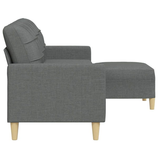 Dunkelgraues 3-Sitzer Sofa mit Hocker