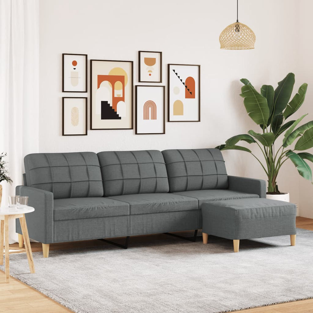 Dunkelgraues 3-Sitzer Sofa mit Hocker