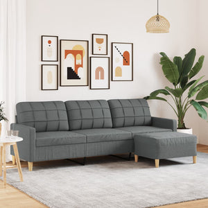 Dunkelgraues 3-Sitzer Sofa mit Hocker