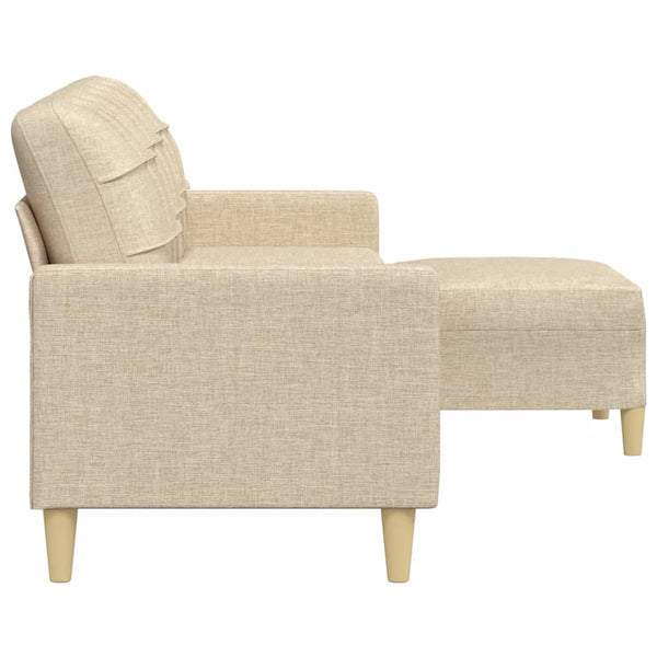 3-Sitzer Stoffsofa mit Hocker Creme