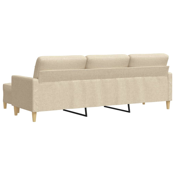 3-Sitzer Stoffsofa mit Hocker Creme