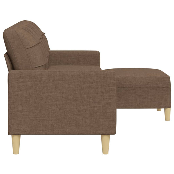 vidaXL Canapé 3 places avec pouf Marron 210 cm Tissu