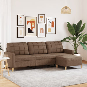 vidaXL Canapé 3 places avec pouf Marron 210 cm Tissu