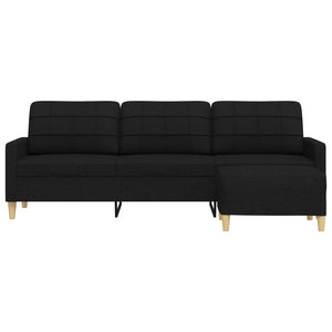 3-Sitzer Sofa mit Hocker Schwarz