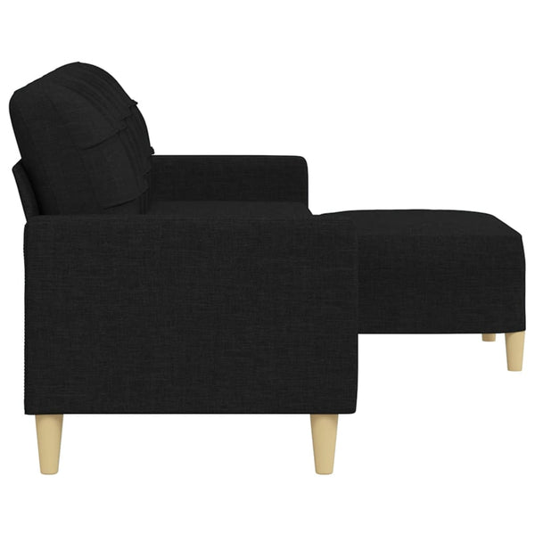 3-Sitzer Sofa mit Hocker Schwarz