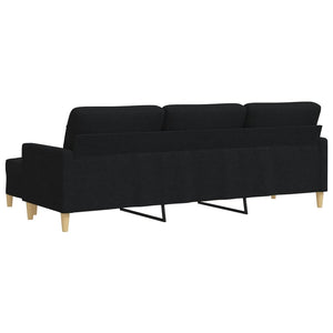 3-Sitzer Sofa mit Hocker Schwarz