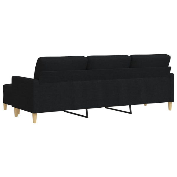 3-Sitzer Sofa mit Hocker Schwarz