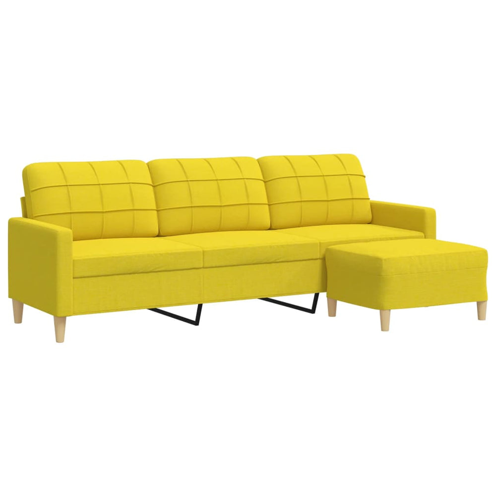 3-Sitzer Sofa Hellgelb mit Hocker